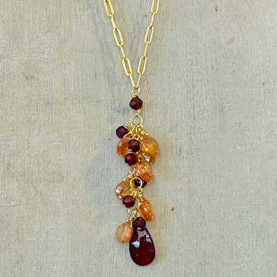 Semi precious cluster stone necklace