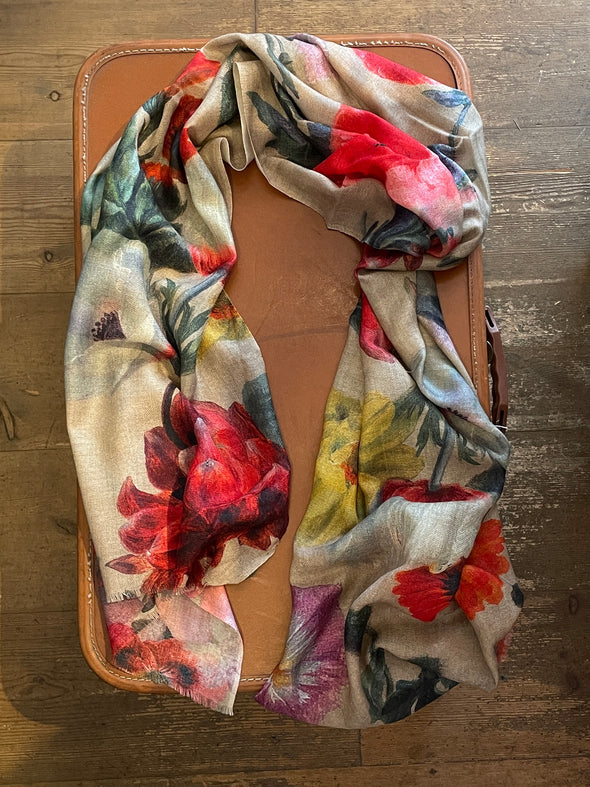 Patterned wool blend scarves