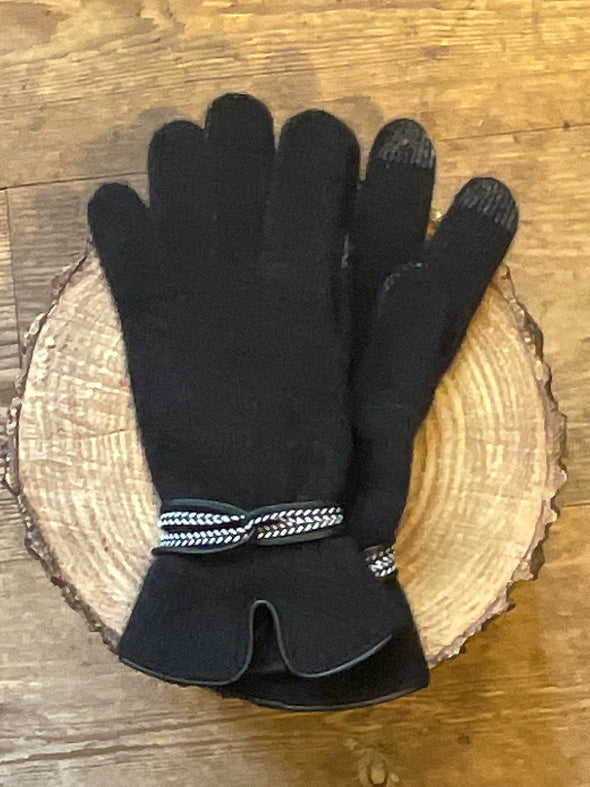 Spanish made wool angora gloves with wrap detail