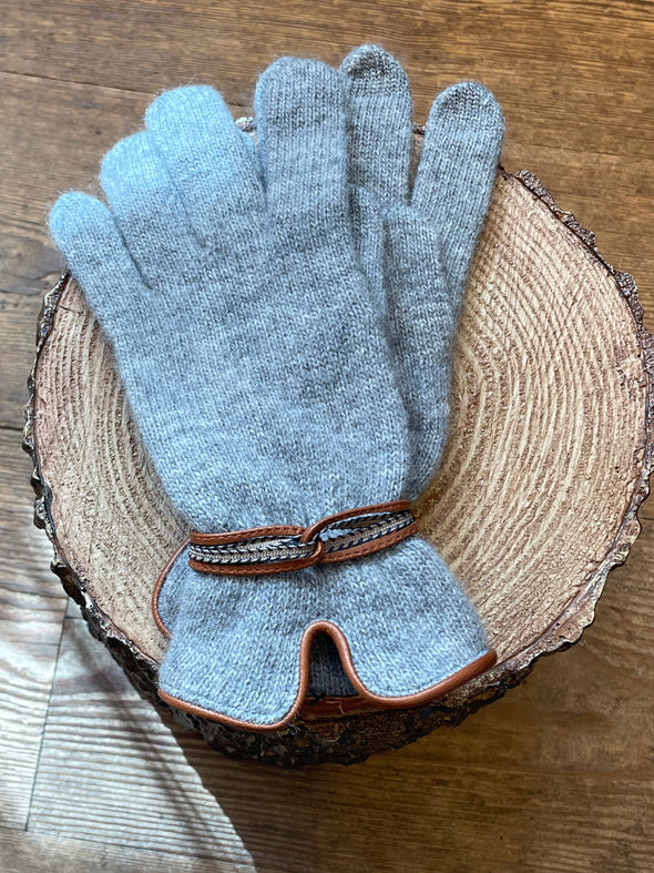 Spanish made wool angora gloves with wrap detail