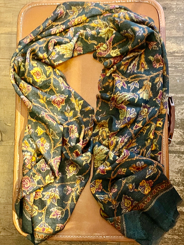 Patterned wool blend scarves