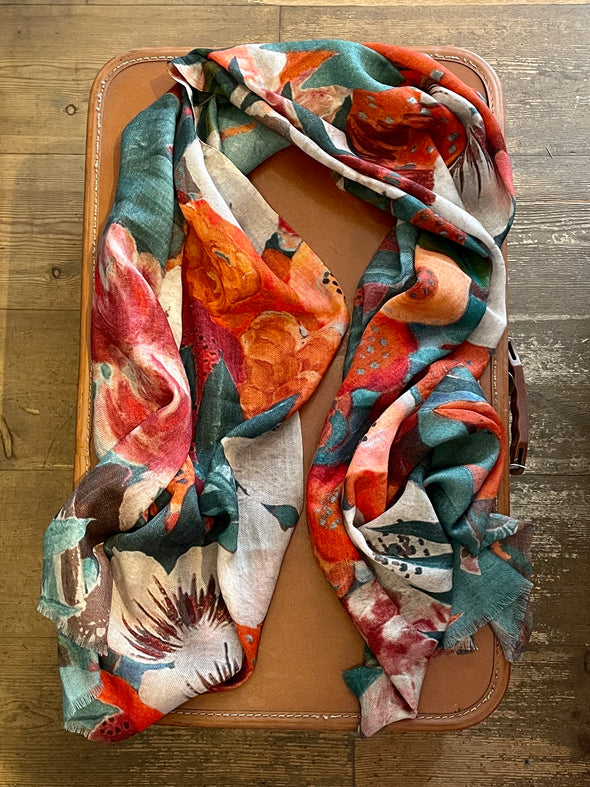 Patterned wool blend scarves