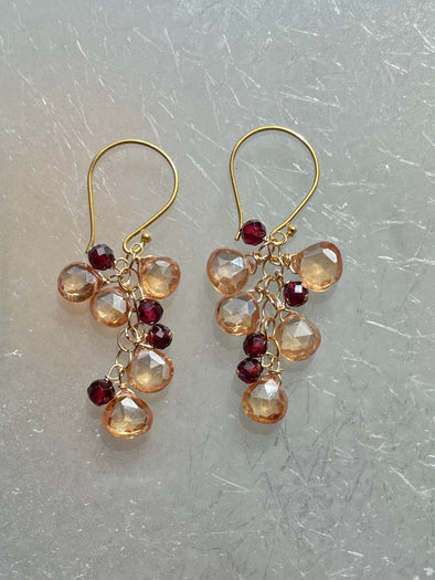 Semi precious stone cluster earrings