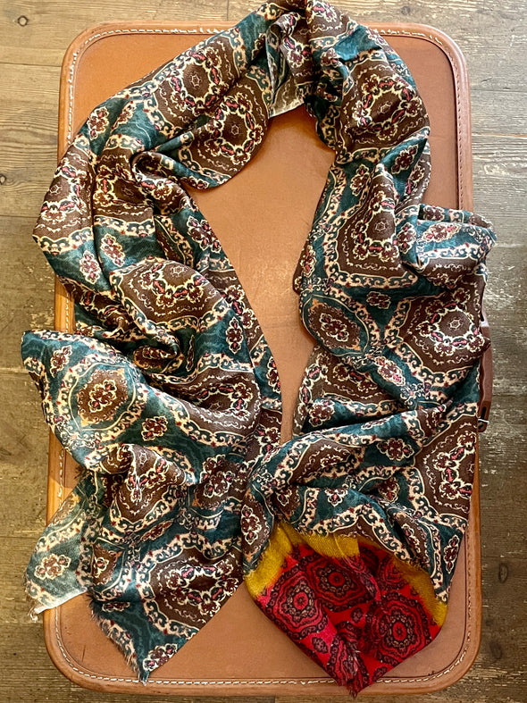 Patterned wool blend scarves