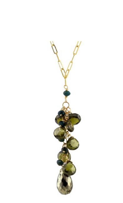 Semi precious cluster stone necklace