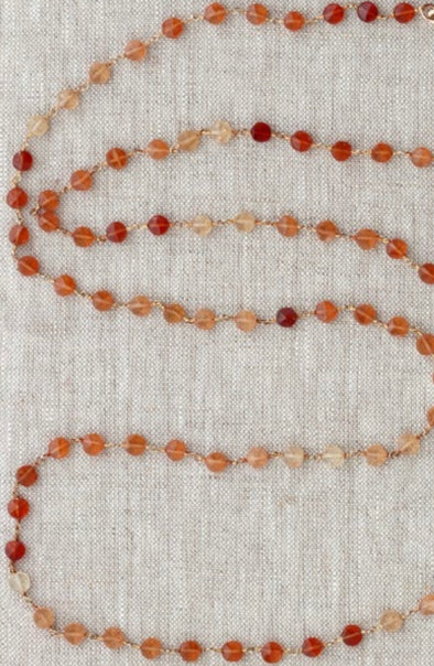 Opera length hessonite garnet necklace