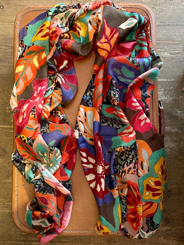 Patterned wool blend scarves