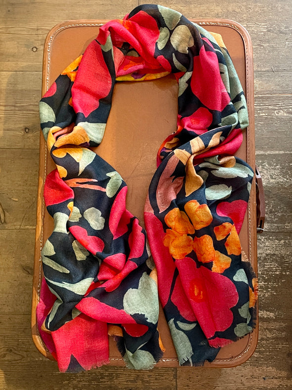 Patterned wool blend scarves