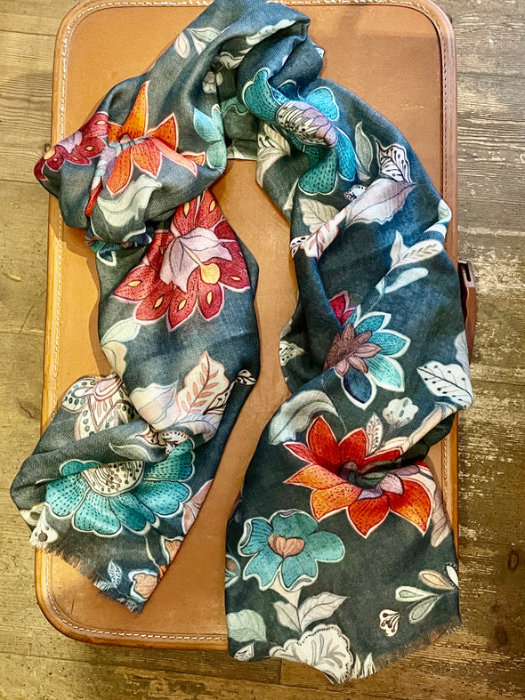 Patterned wool blend scarves