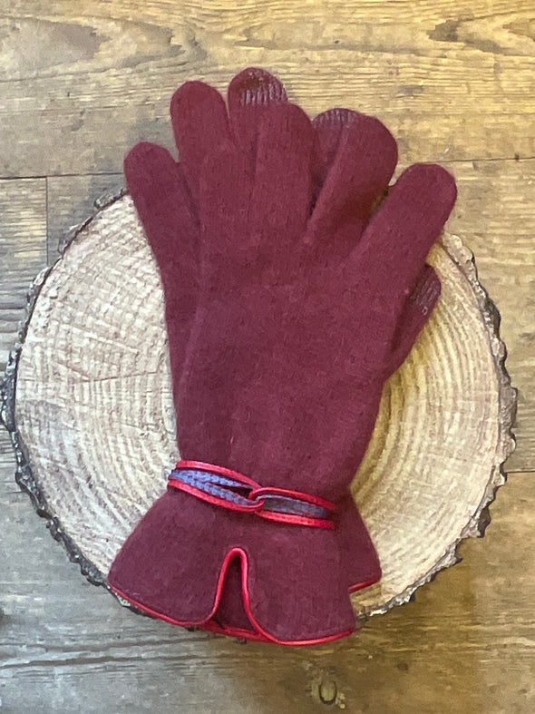 Spanish made wool angora gloves with wrap detail