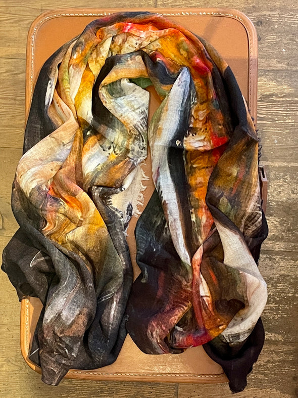 Patterned wool blend scarves