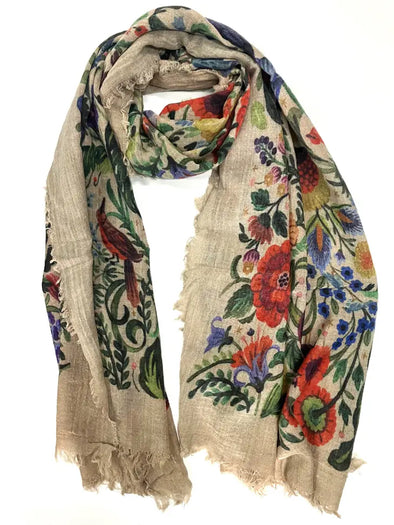 Patterned wool blend scarves