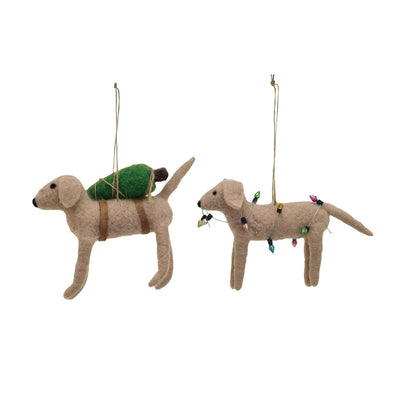 Felted festive dogs