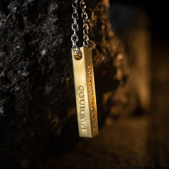 Four sided engraved necklace