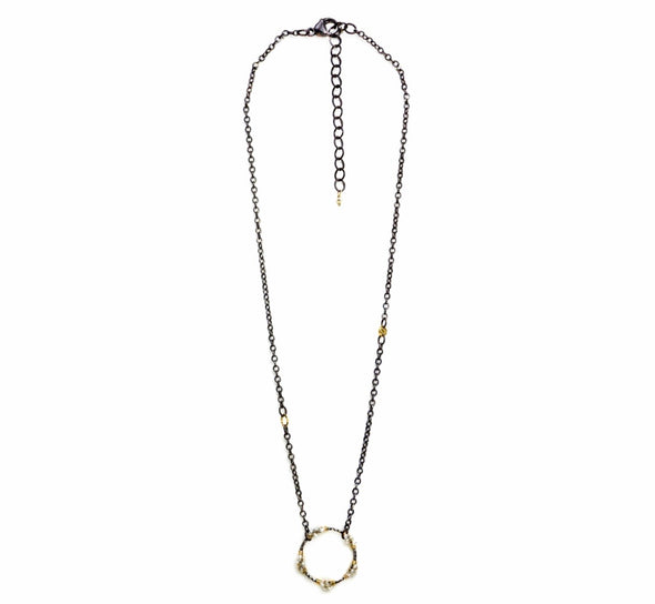 Pearl wrapped circle necklace